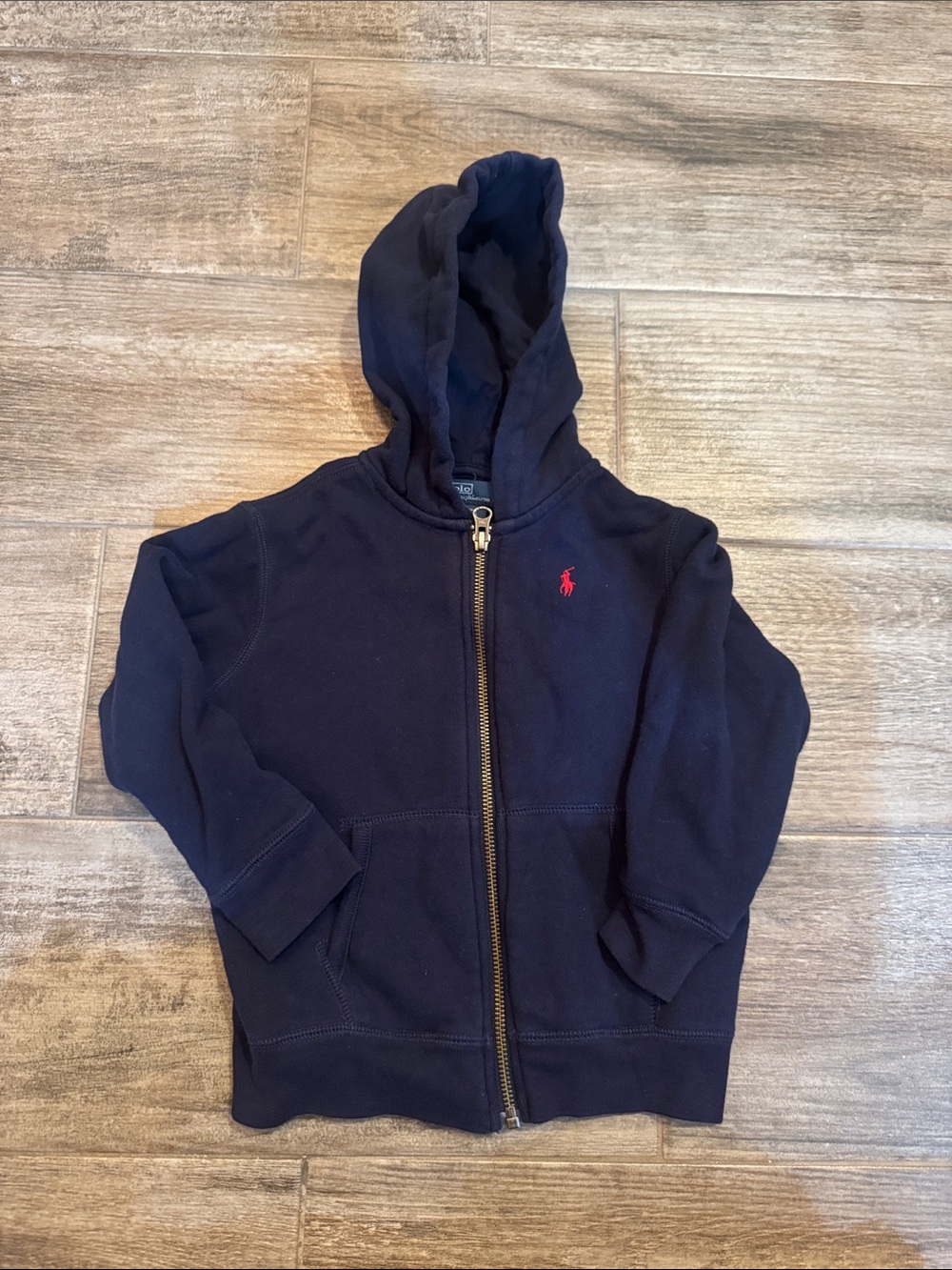 Polo by Ralph Lauren Navy Zip-Up Hoodie with Red Pony